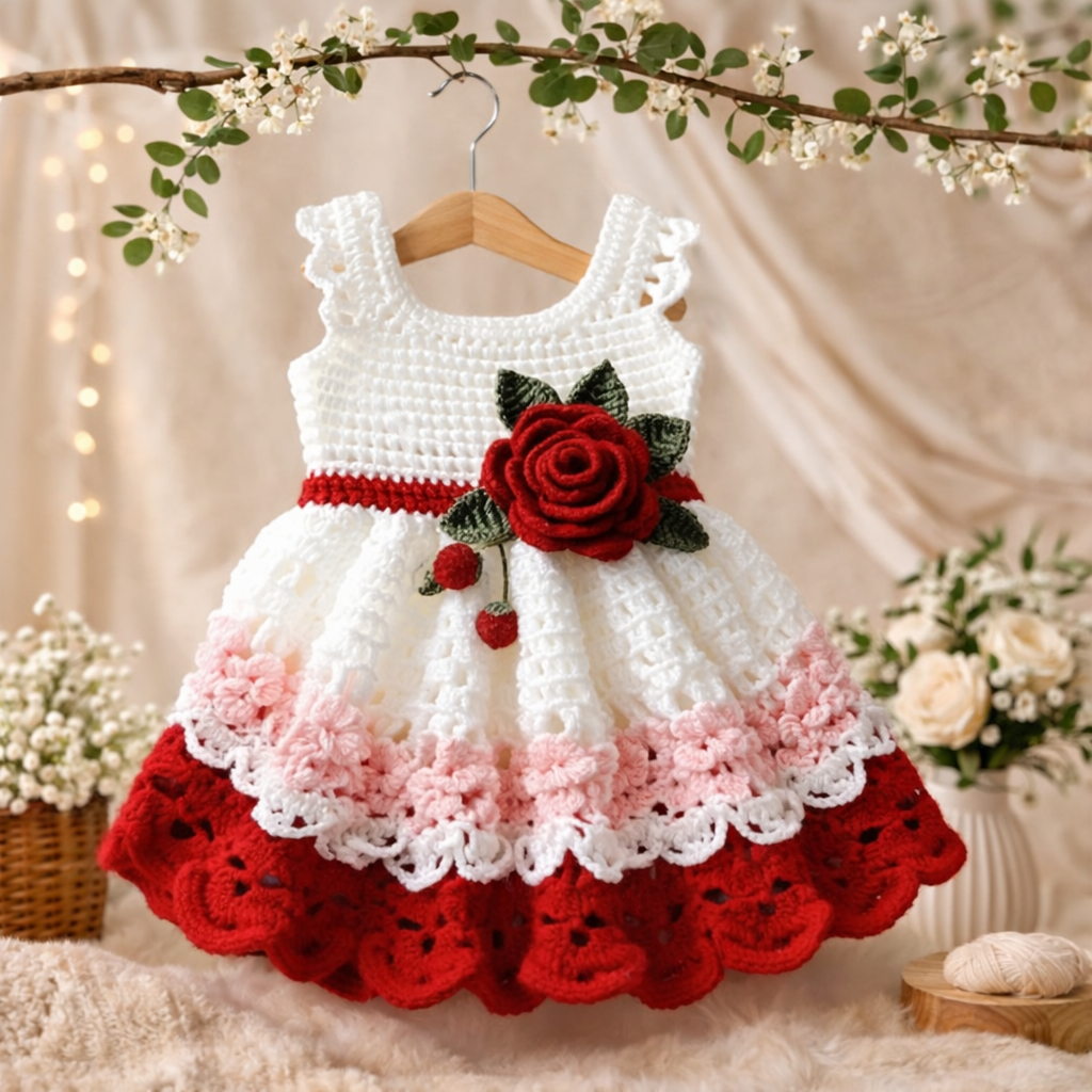 Handmade Organic Cotton Ruby Rose Royal Frock