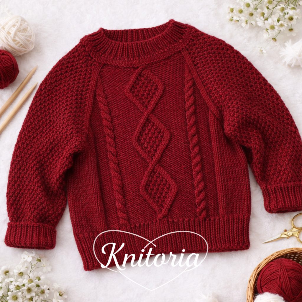 Handmade Baby Wool Sweater – Cable Knit Design