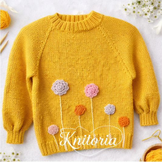 Handmade Pom Flower Baby Sweater – Soft Knit